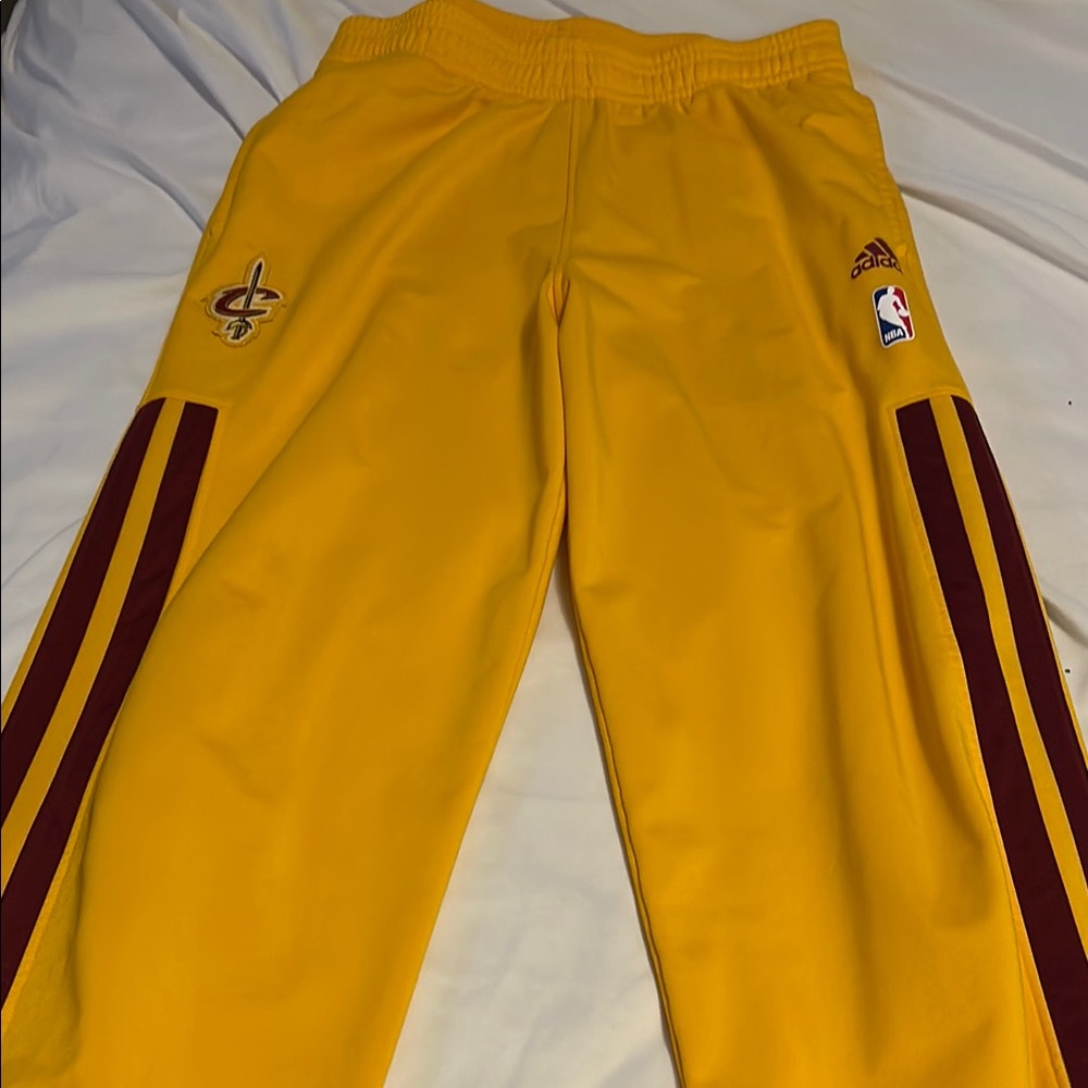 adidas Yellow Sweatpants with Elastic Waistband and Contrasting Stripes
